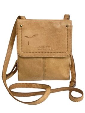 American Leather Co Kansas Crossbody Bag Tan Leather Handbag Phone Purse Wallet